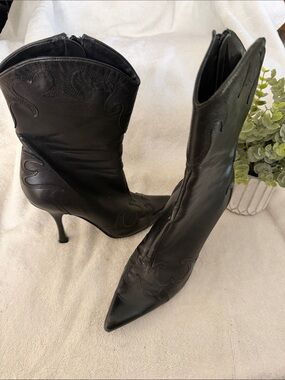 BCBGirls Black Pointed Western Stiletto Boots